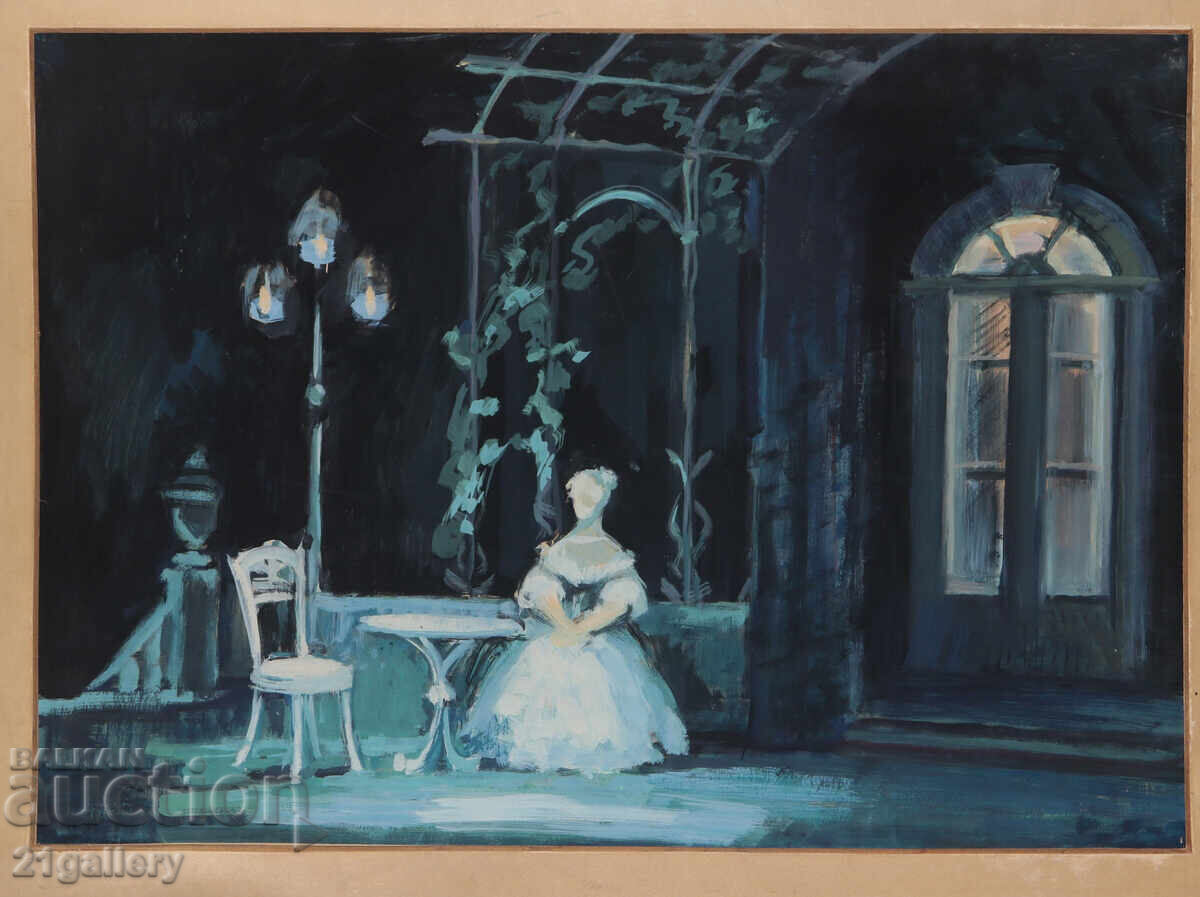 Old large painting, tempera paints, interior