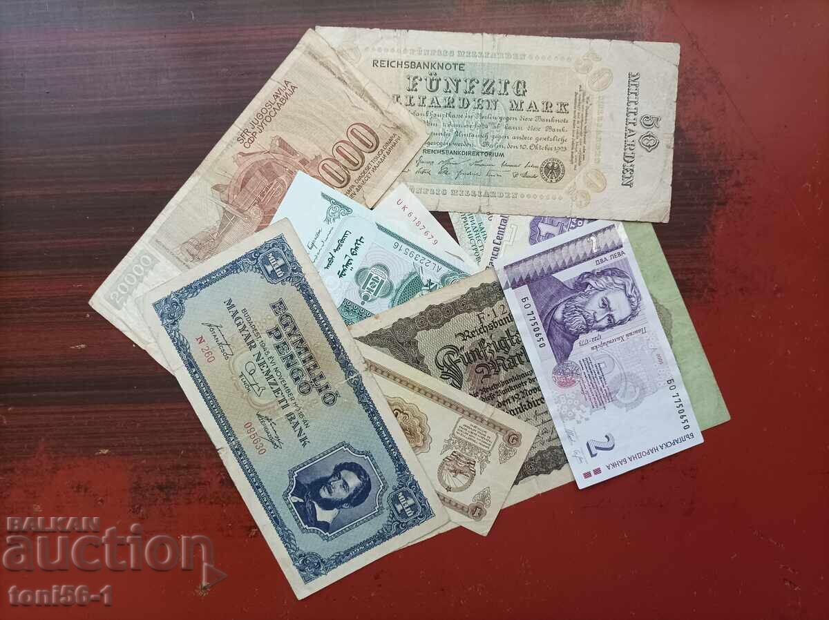 Lot of 10 banknotes, all kinds Lot of 10 banknotes, all kinds