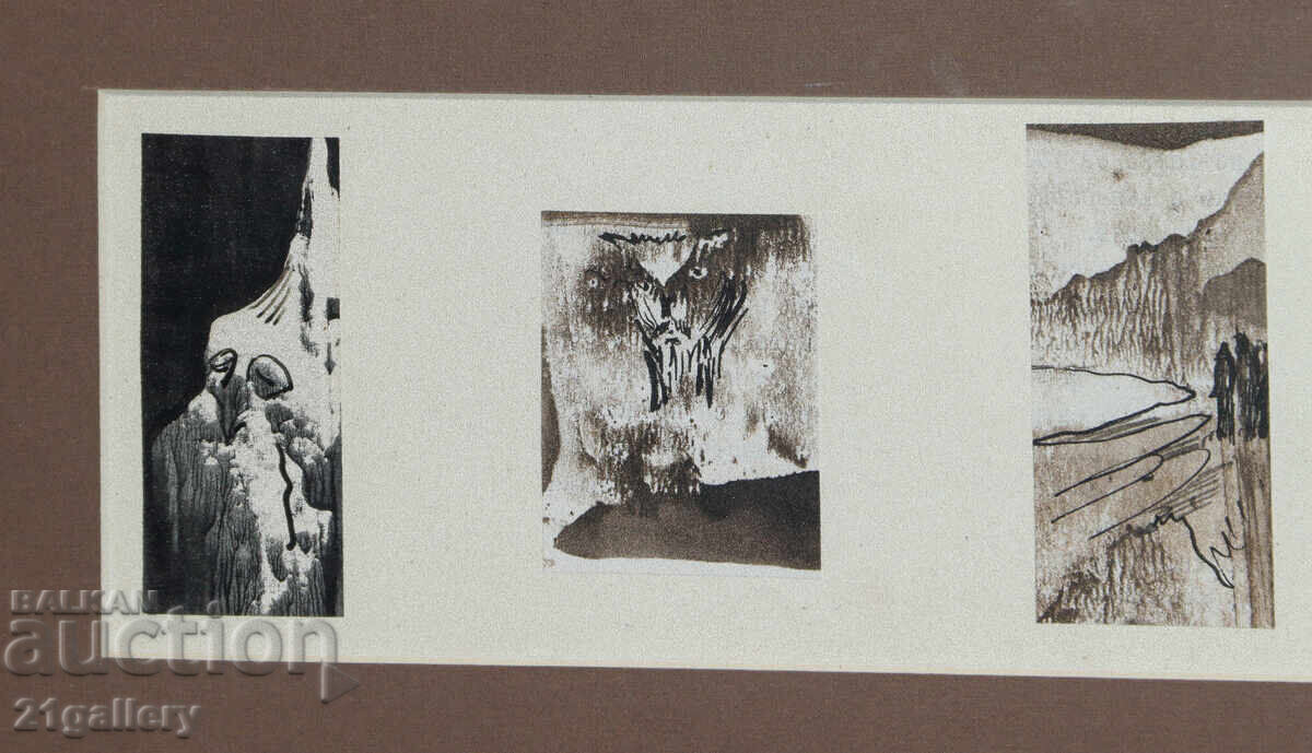 Delivery of Painting tempera paints / ink abstract composition polyptych