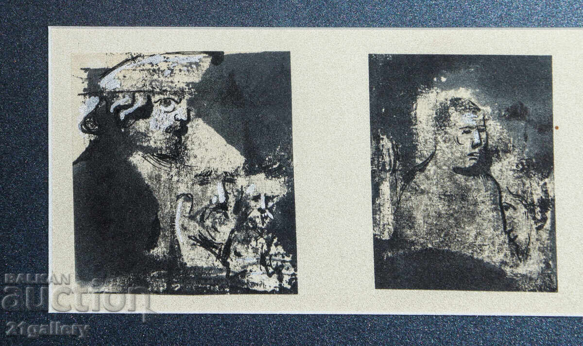 Delivery of Painting tempera / ink abstract composition triptych