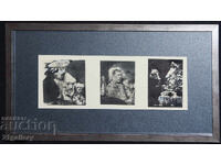 Painting tempera / ink abstract composition triptych