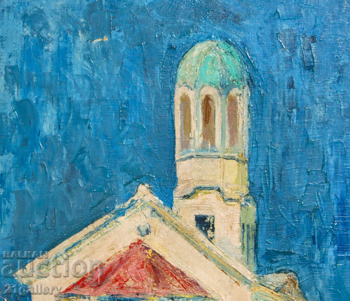 Доставка на Картина маслени бои пейзаж със църква