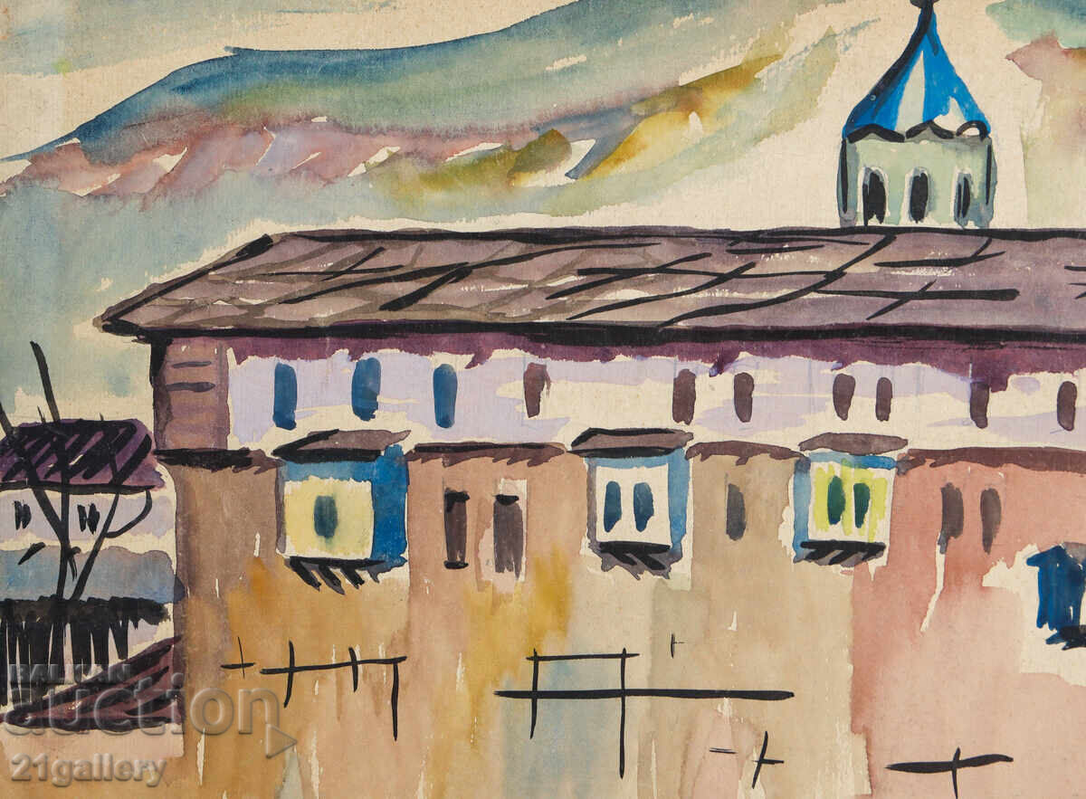 Delivery of Zachari Savov (1944 - 2025) Landscape Watercolor