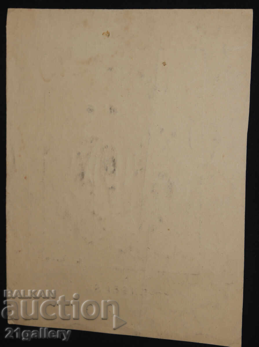 Old pencil drawing portrait of Engels, signed - 6