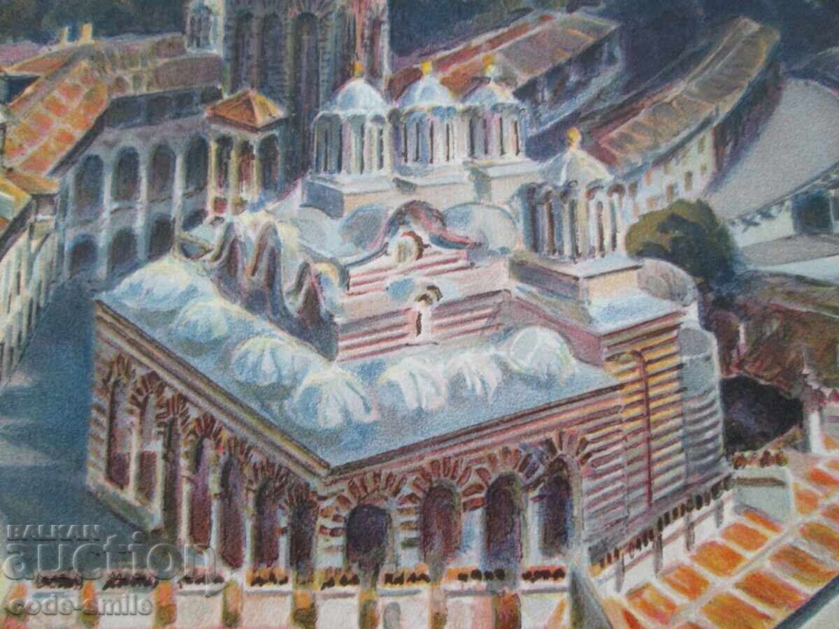 Παλιά Βουλγαρική έγχρωμη λιθογραφία Μονή Ρίλα με τιμή 100.00 BGN | € 51.13 Παλιά Βουλγαρική έγχρωμη λιθογραφία Μονή Ρίλα με τιμή 100.00 BGN | € 51.13