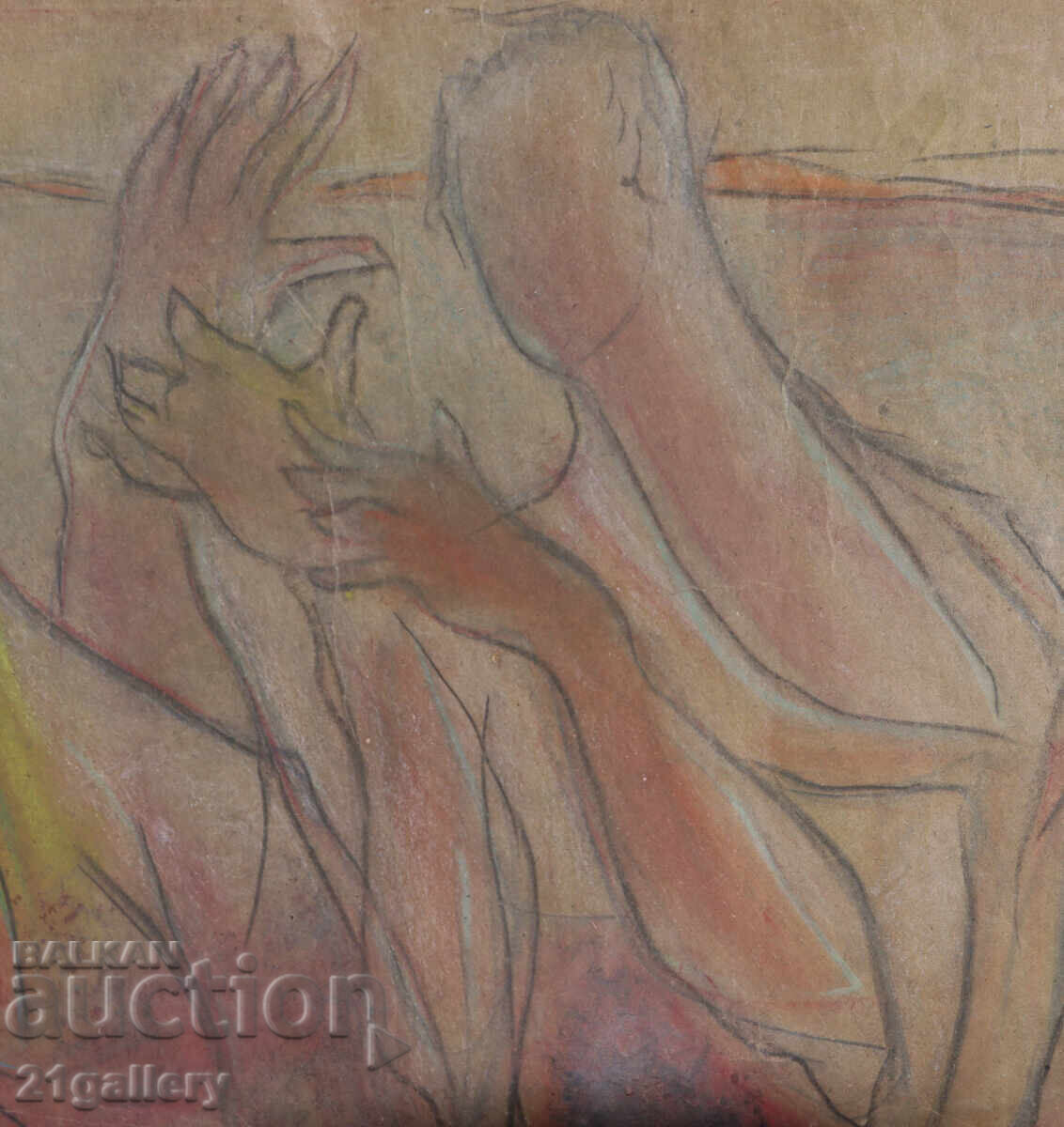 Tablou pastel compoziție abstractă figurativă - 6 Tablou pastel compoziție abstractă figurativă - 6