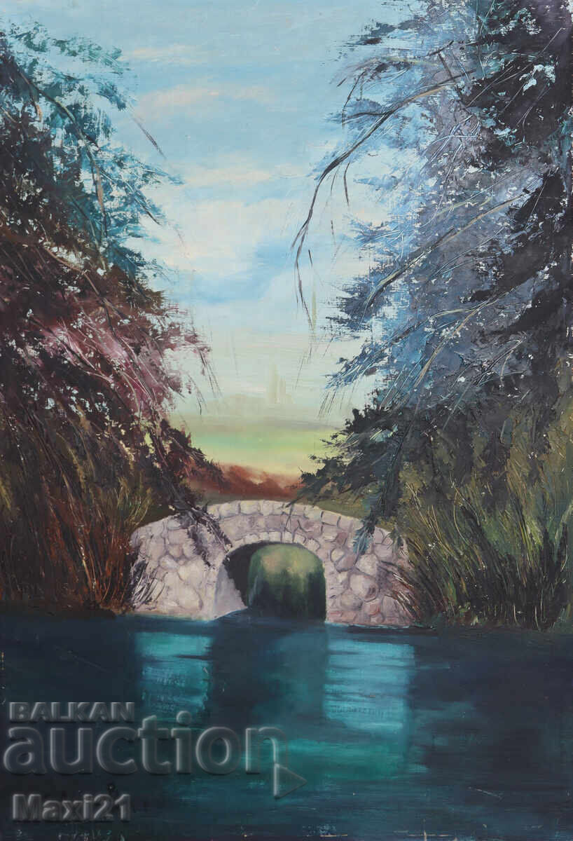 Auction  Landscape nature painting oil paints 1981