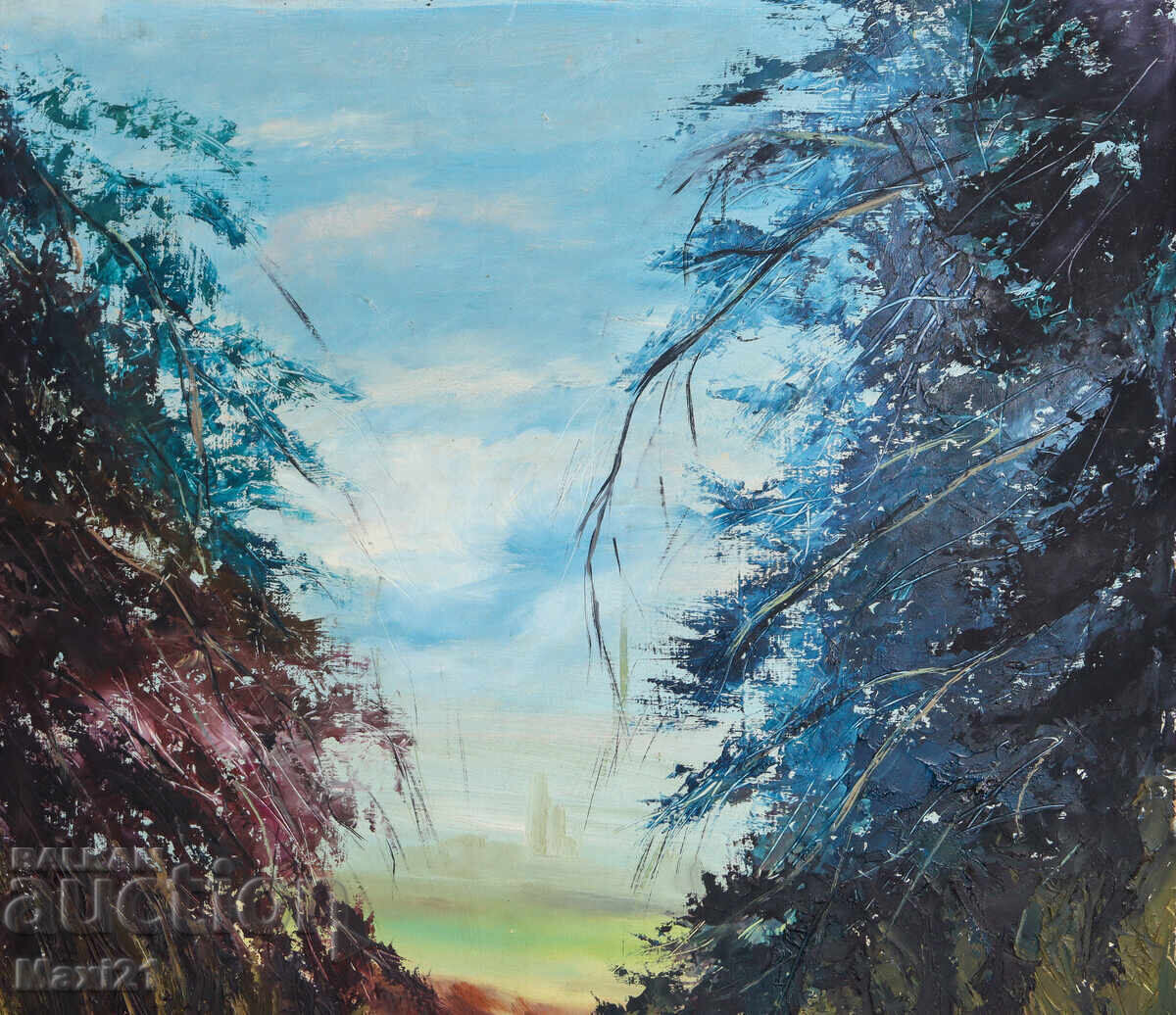 Delivery of Landscape nature painting oil paints 1981