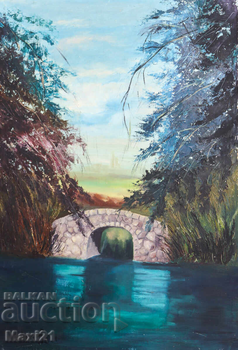 Landscape nature painting oil paints 1981