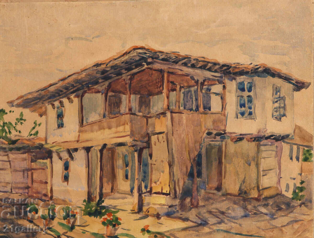 Old watercolor painting landscape Old watercolor painting landscape