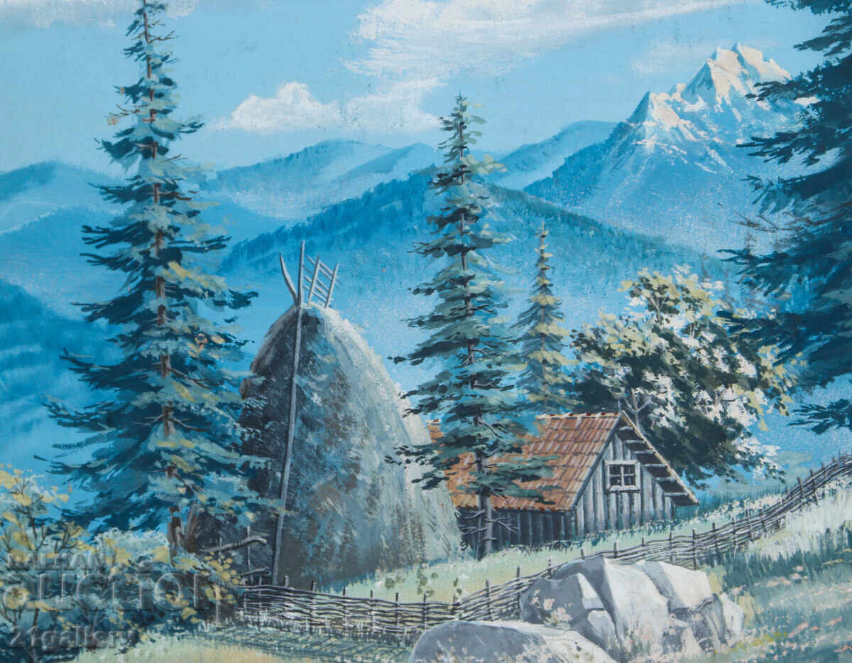 Картина темпера пейзаж подписана 1957г. - 5