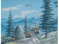 Tablou tempera peisaj semnat 1957