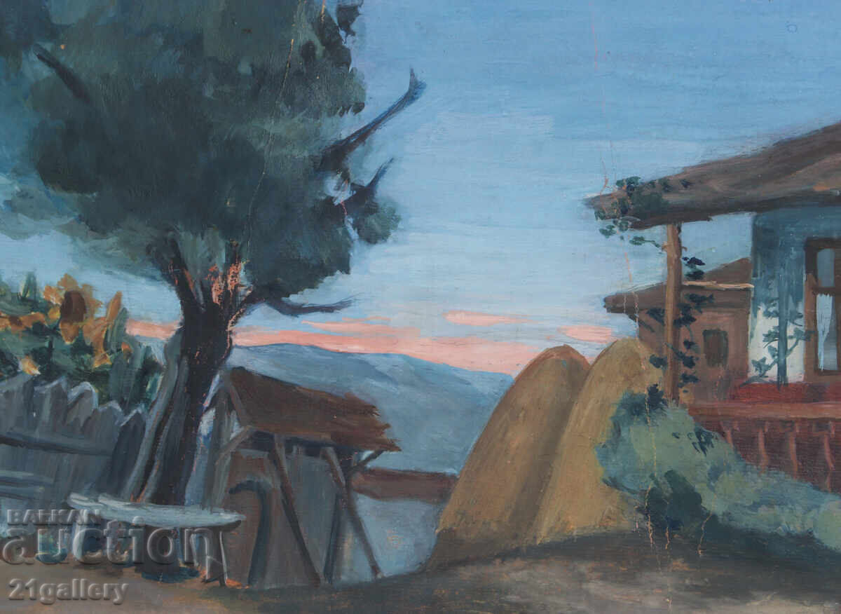 Old painting, tempera paints, Revival house, courtyard - 5