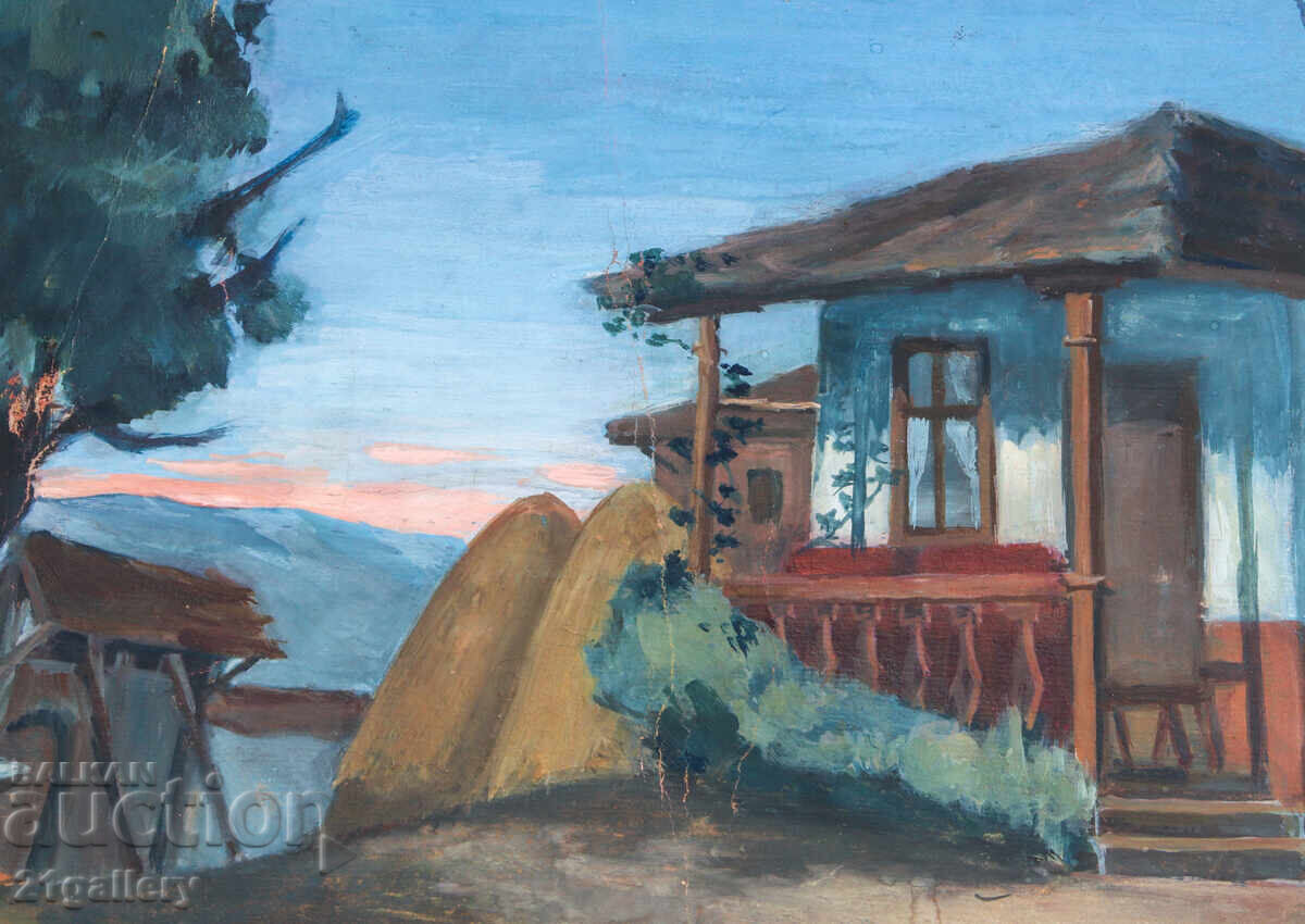 Old painting, tempera paints, Revival house, courtyard - 6