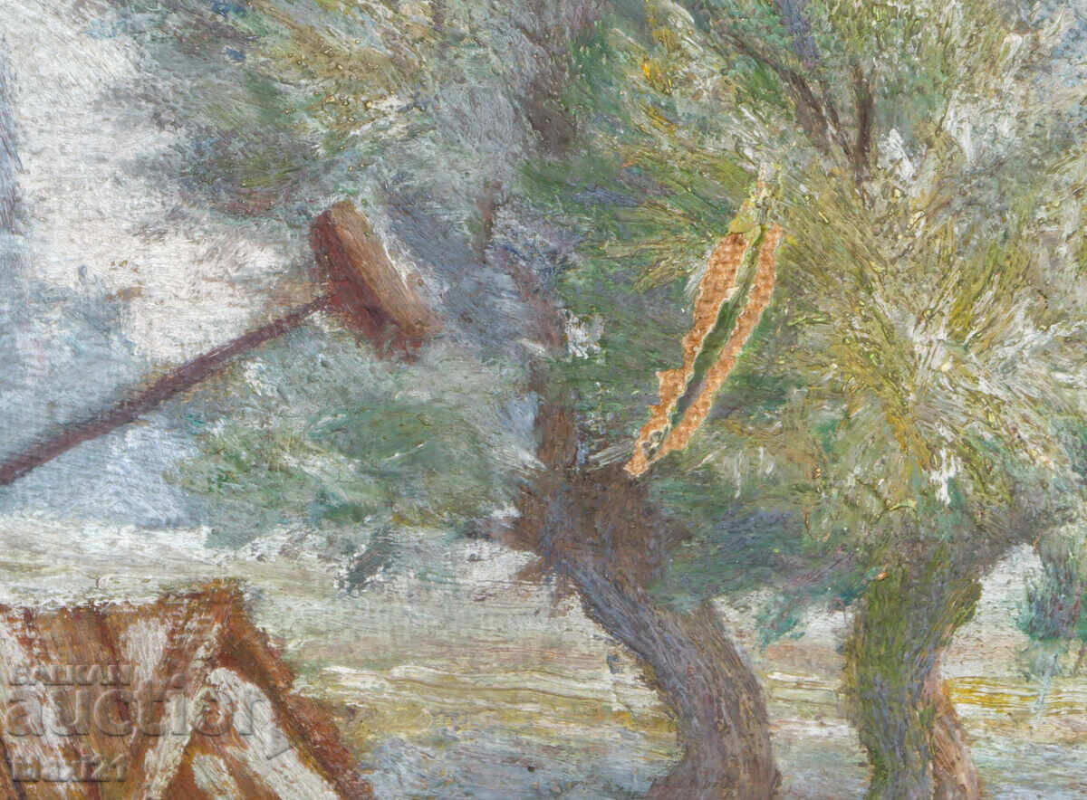 Αγροτικό τοπίο, παλαιός πίνακας ελαιογραφίας, 1926 - 6