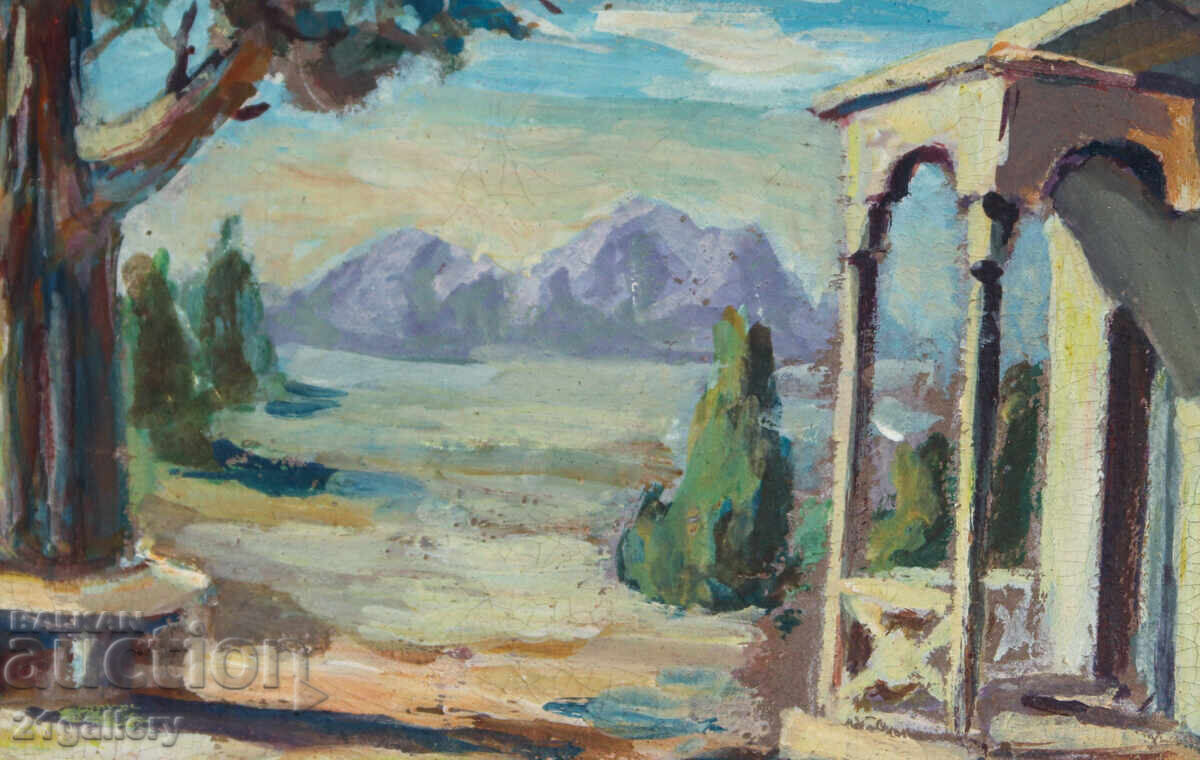 Old painting, tempera paints, landscape - 6