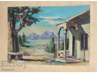 Παλιός πίνακας με τέμπερα, τοπίο