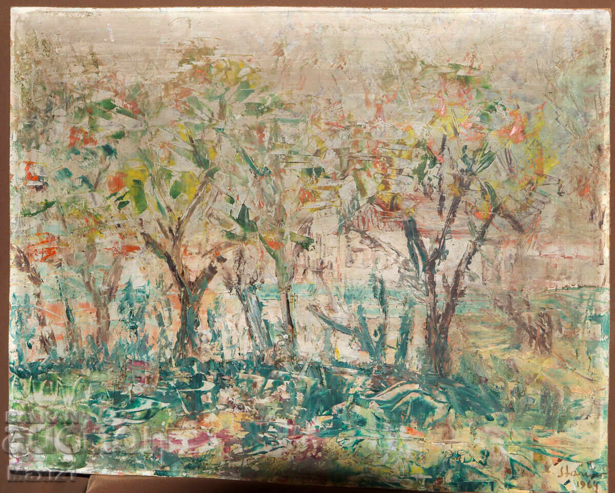 Пейзаж природа картина маслени бои 1964г. с цена 240.00 лв. | € 122.71