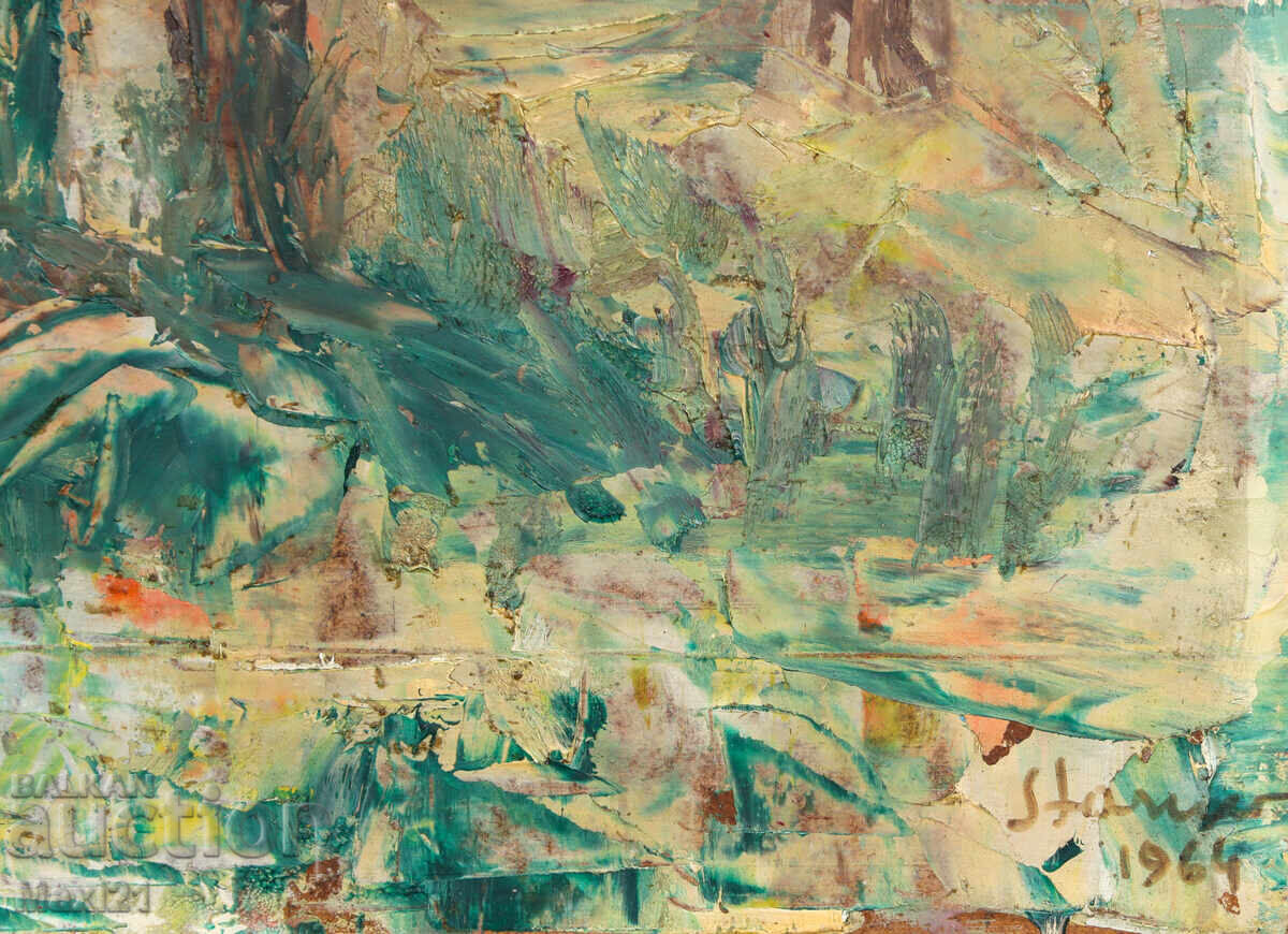 Пейзаж природа картина маслени бои 1964г. - 6