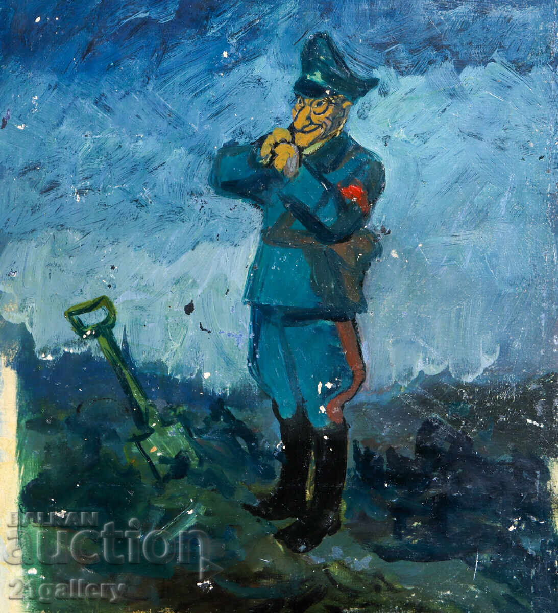 Tablou vechi, ulei pe pânză, caricatură, șarjă - 5 Tablou vechi, ulei pe pânză, caricatură, șarjă - 5