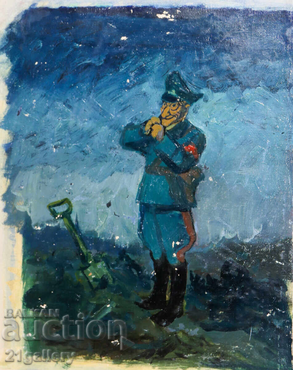 Tablou vechi, ulei pe pânză, caricatură, șarjă Tablou vechi, ulei pe pânză, caricatură, șarjă