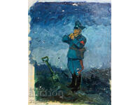 Tablou vechi, ulei pe pânză, caricatură, șarjă