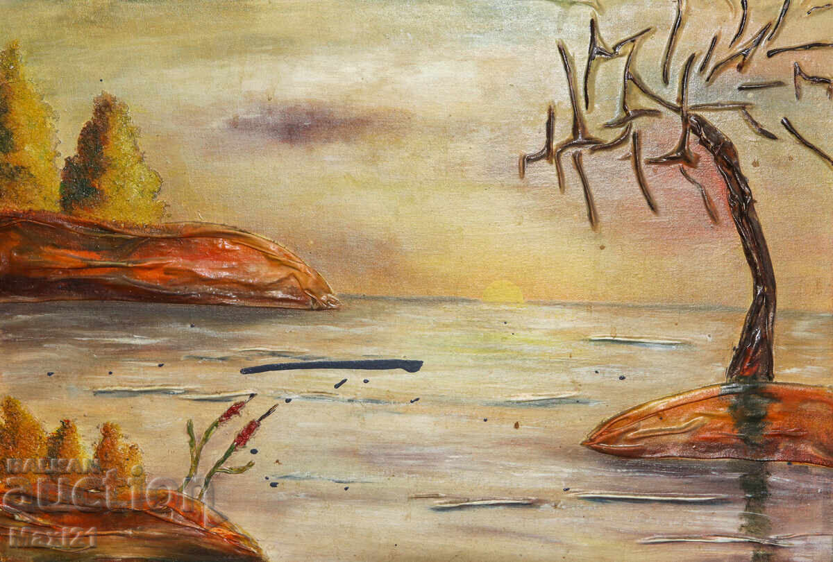 Морски пейзаж картина колаж маслени бои с цена 300.00 лв. | € 153.39