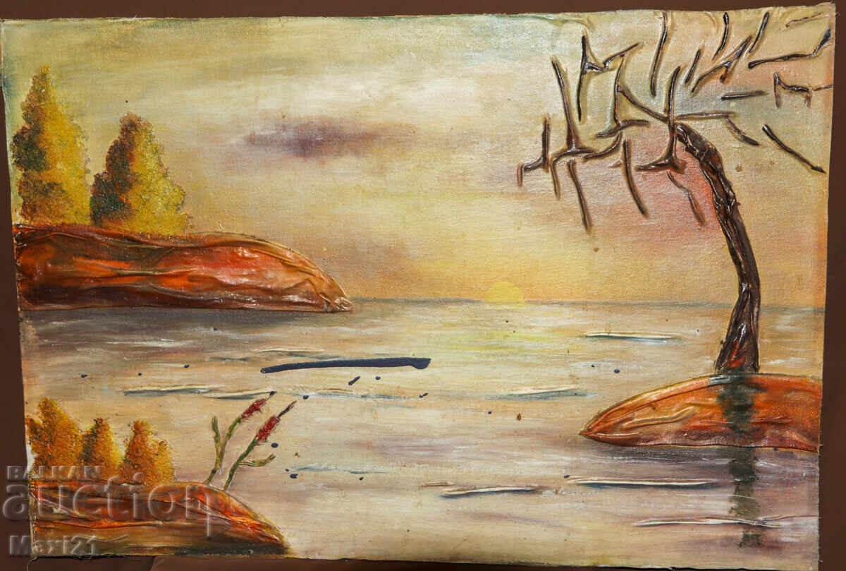 Аукцион Морски пейзаж картина колаж маслени бои