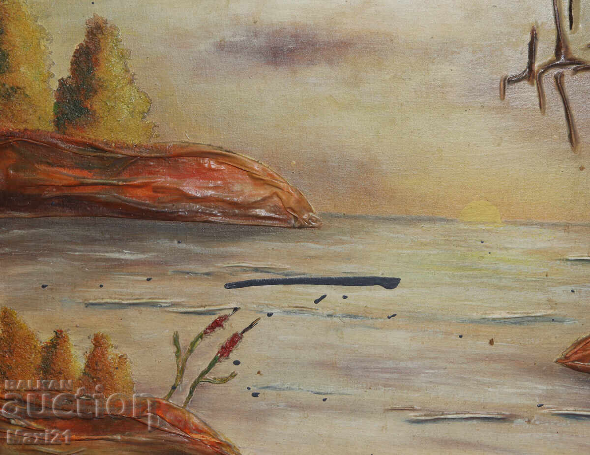 Морски пейзаж картина колаж маслени бои - 5