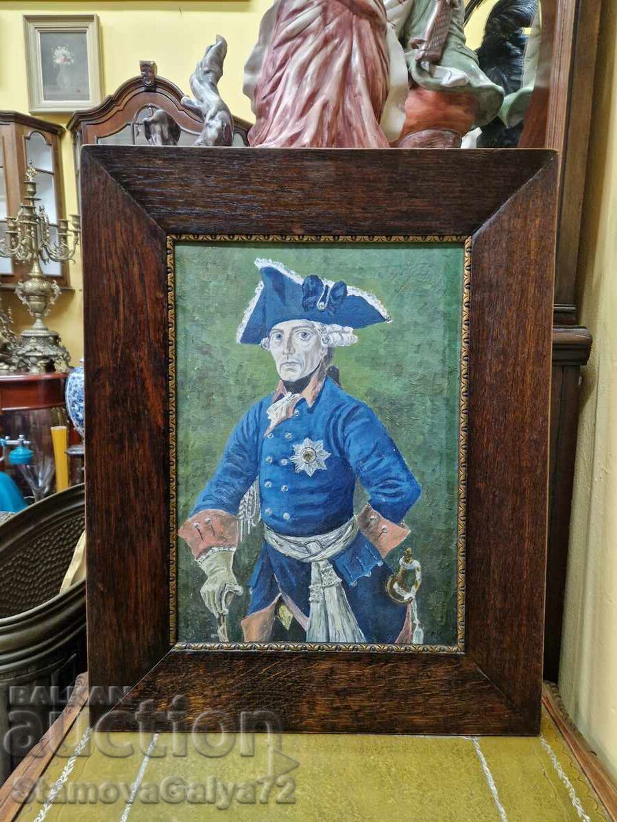 Pictură antică unică în ulei pe pânză