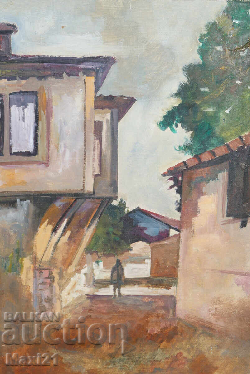 Painting Renaissance houses landscape oil paints