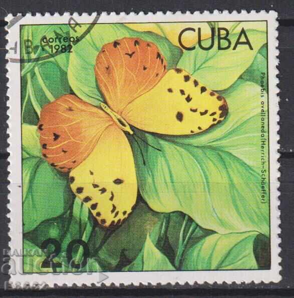 Timbre timbrat Fauna Fluture 1982 din Cuba