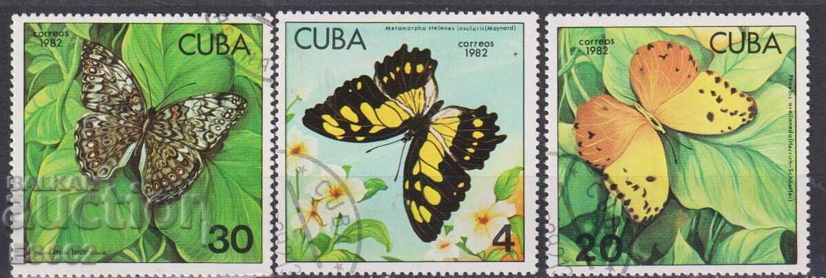 Cancelled Fauna Butterflies 1982 stamps from Cuba