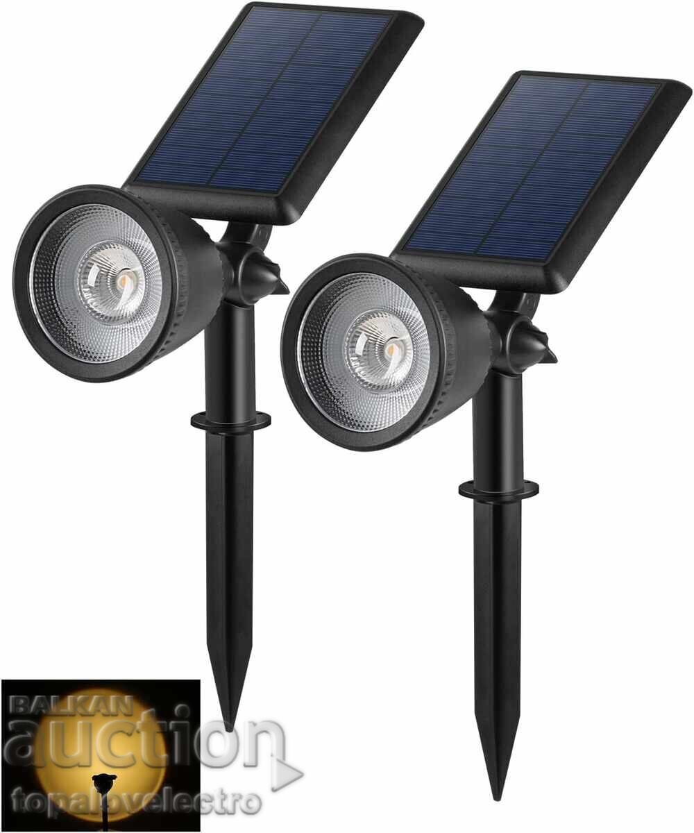 Set of 2 Solar Garden Spot Lights, Warm White