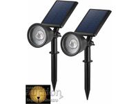 Set de 2 buc. Lămpi spot solare de grădină, alb cald