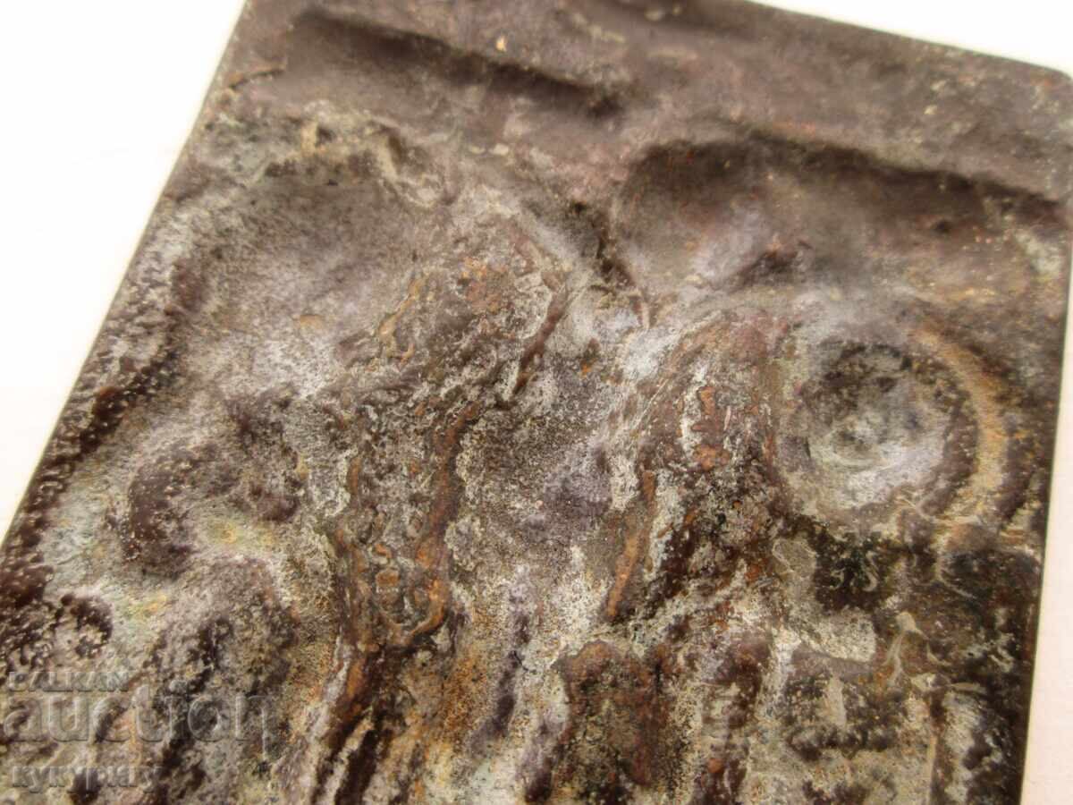 Παλιά μικρή χάλκινη εικόνα Σταύρωση πρωτόγονη - 6