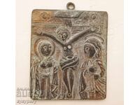 Παλιά μικρή χάλκινη εικόνα Σταύρωση πρωτόγονη