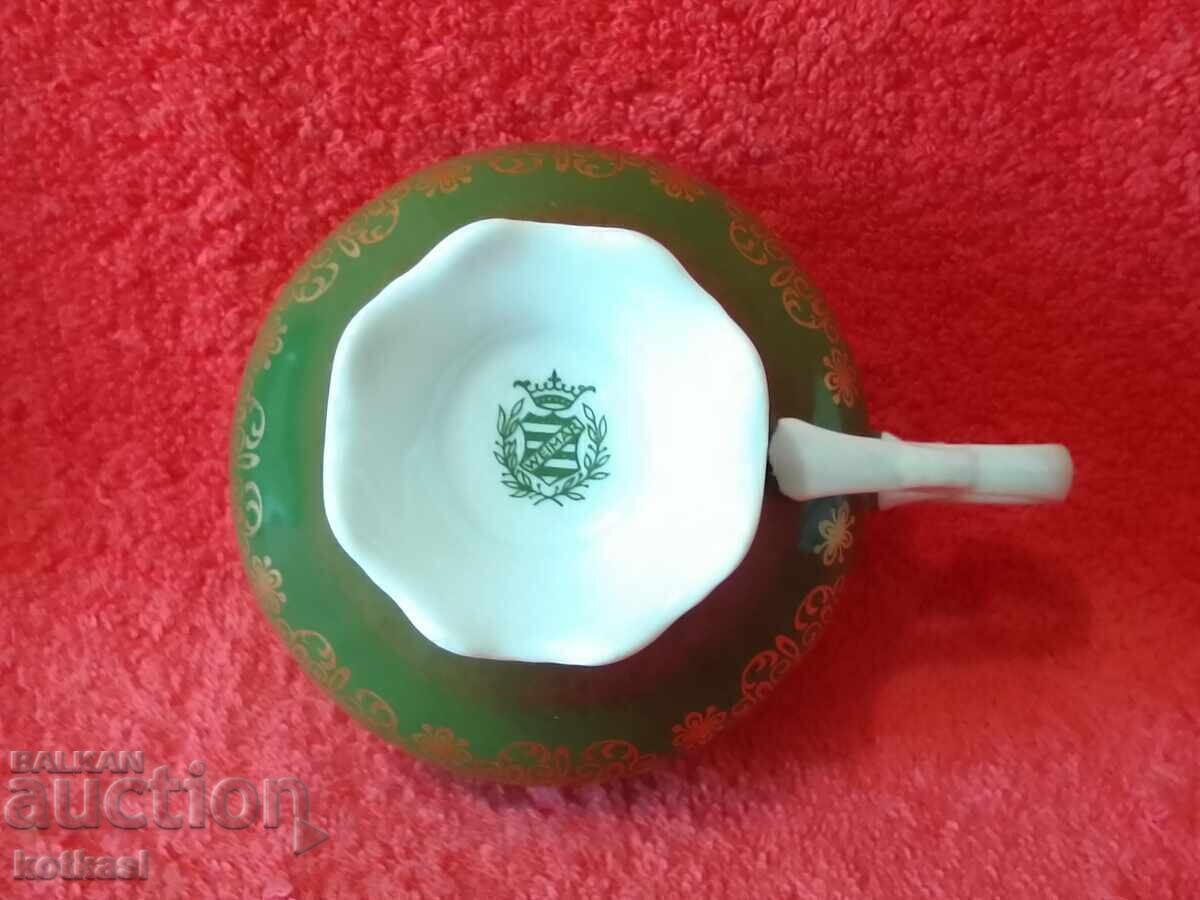 Vintage three-piece WEIMAR gold-plated set - cup, 2 plates Germany GDR - 5