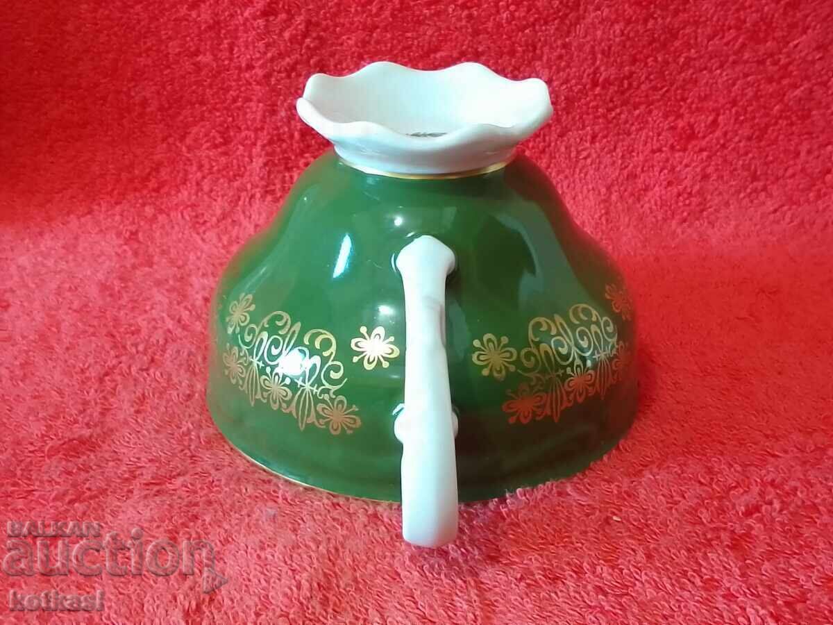 Vintage three-piece WEIMAR gold-plated set - cup, 2 plates Germany GDR - 6