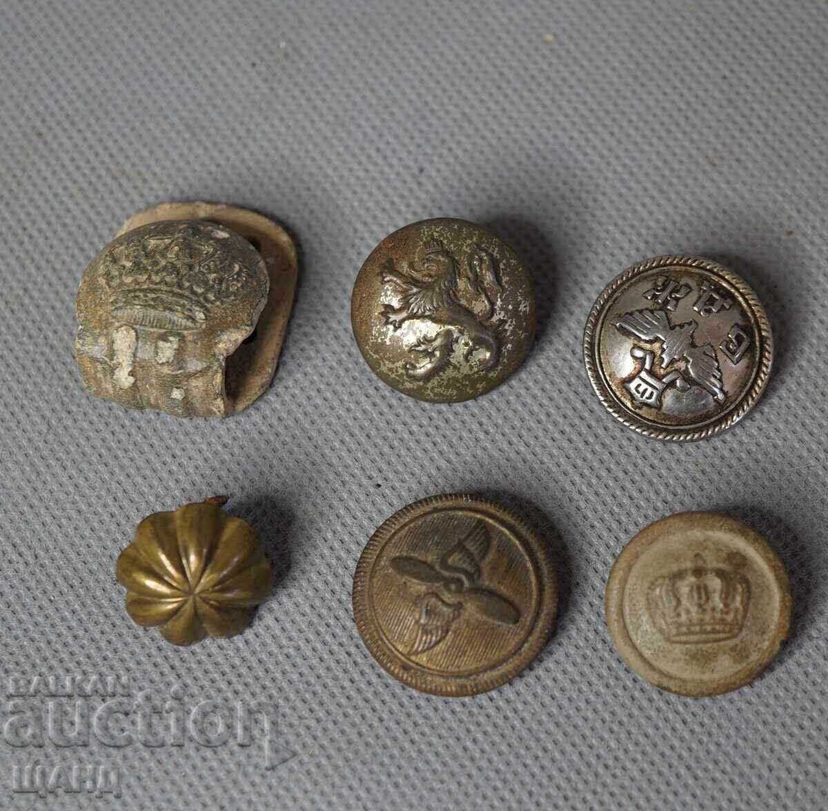 Βασίλειο της Βουλγαρίας παρτίδα στρατιωτικά κουμπιά στολή κοκάρδα θήκη