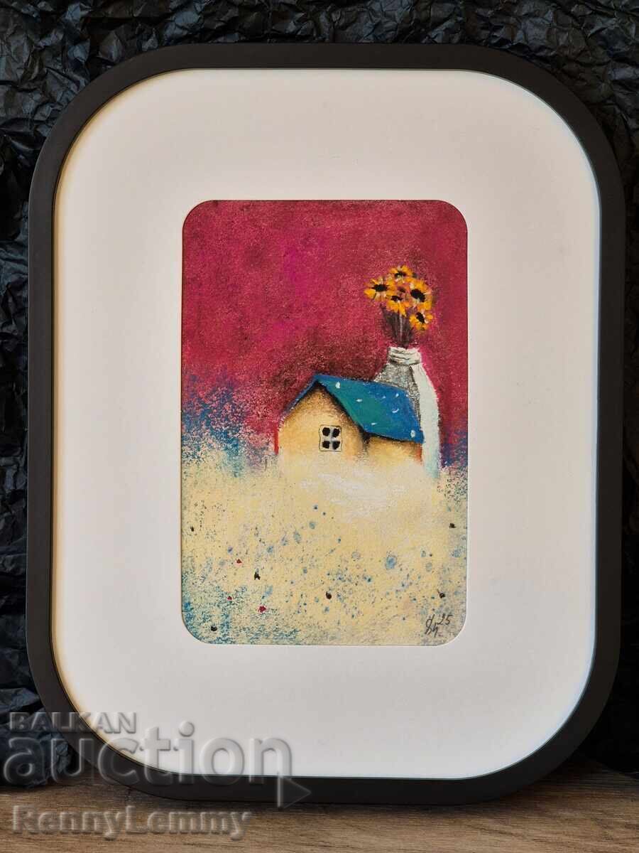 Sunflower House, miniature pastel Sunflower House, miniature pastel