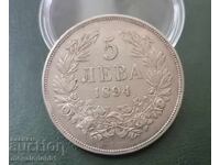 Πριγκιπάτο της Βουλγαρίας - 5 λέβα 1894