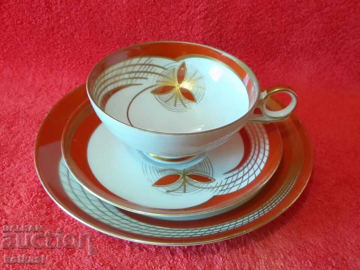 Παλιό σετ τριών τεμαχίων WALLENDORF - φλιτζάνι, 2 πιάτα Germany GDR με τιμή 85.50 BGN | € 43.72