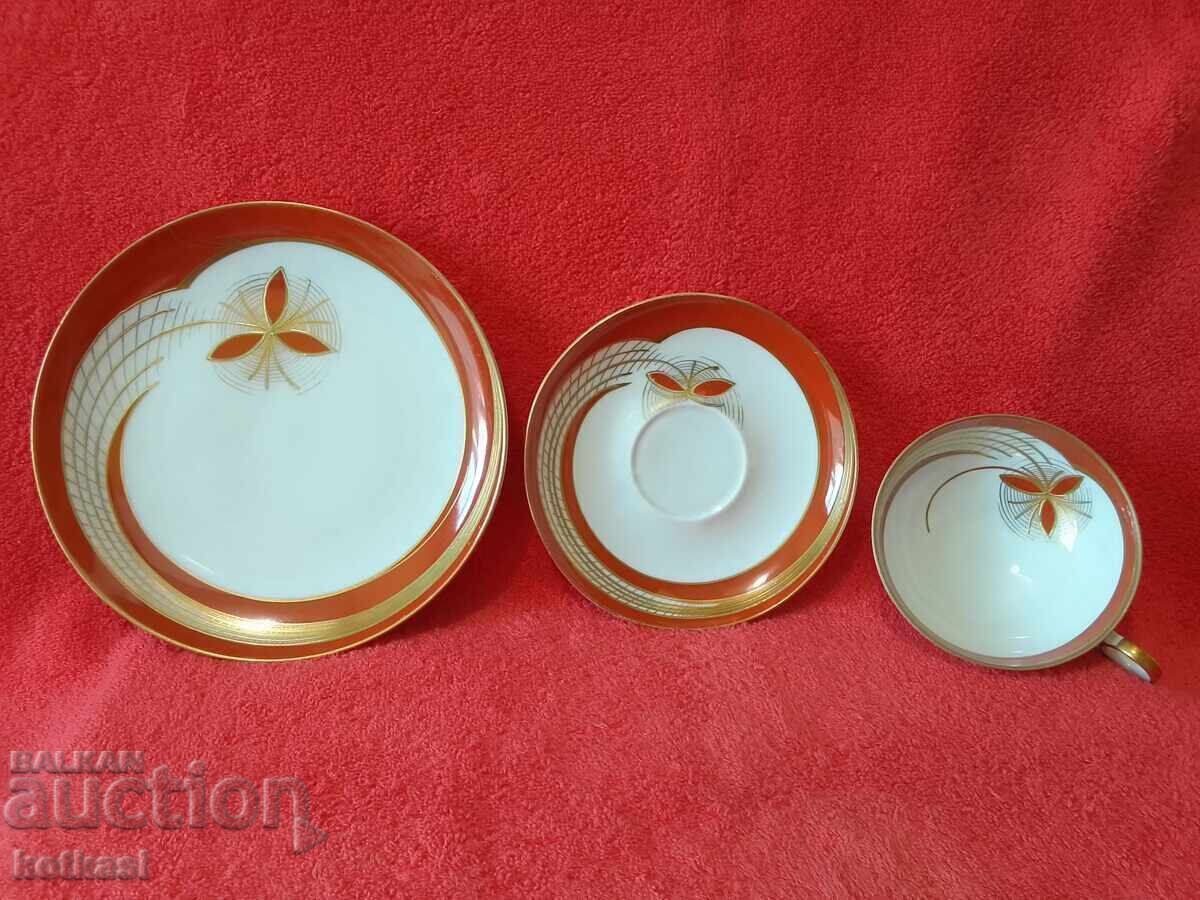 Δημοπρασία Παλιό σετ τριών τεμαχίων WALLENDORF - φλιτζάνι, 2 πιάτα Germany GDR