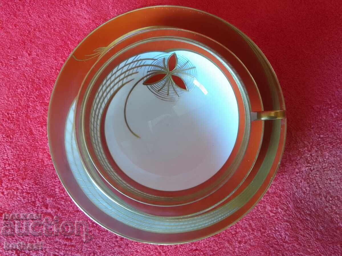 Παλιό σετ τριών τεμαχίων WALLENDORF - φλιτζάνι, 2 πιάτα Germany GDR - 7