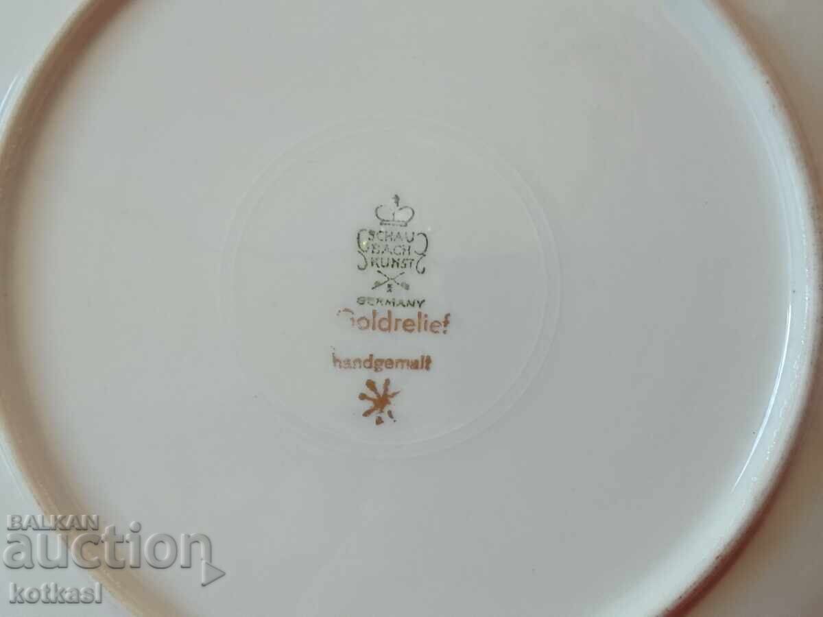 Old triple set SCHAUBACH KUNST - cup, 2 plates Germany gilded - 5