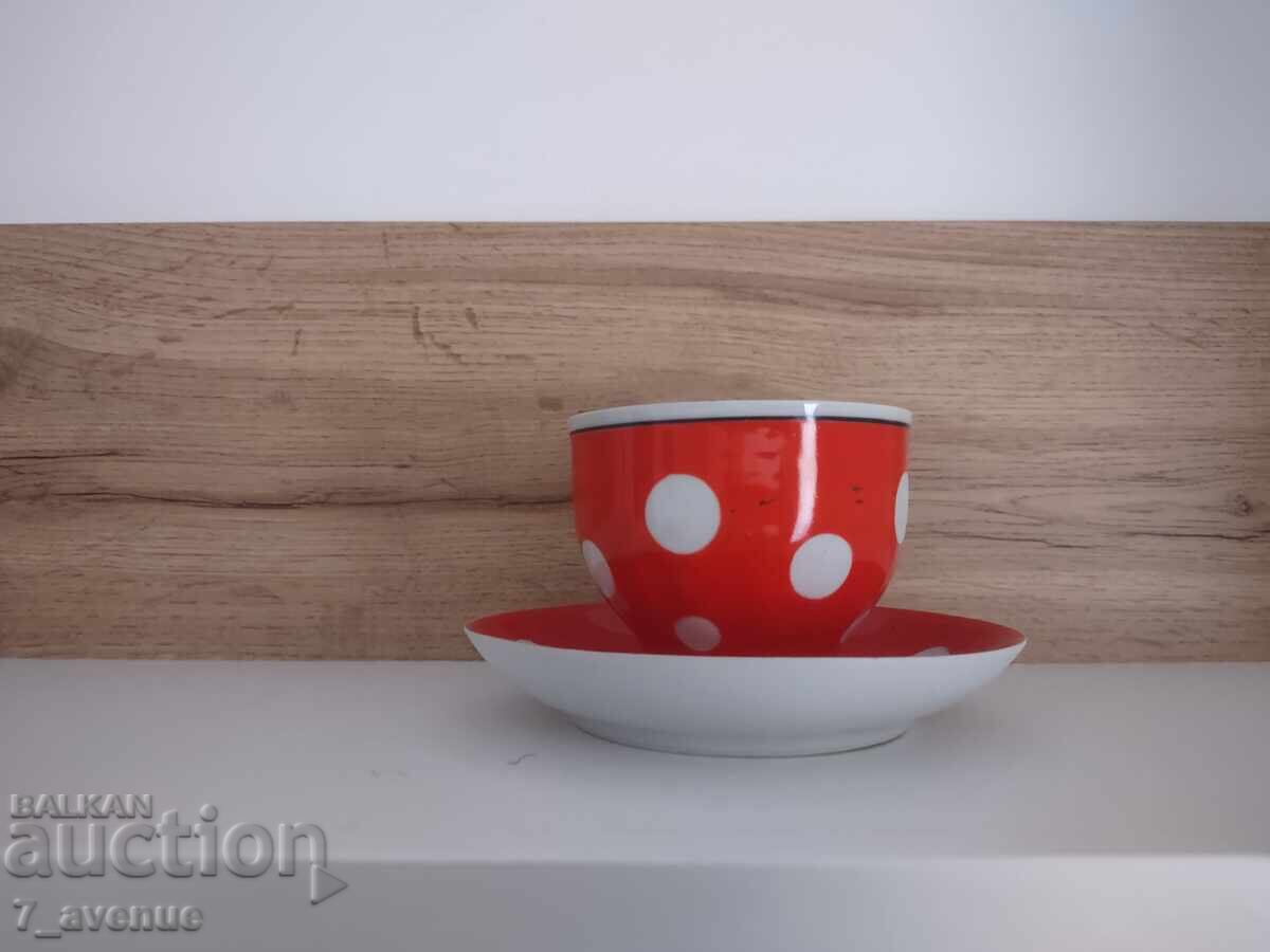 Δημοπρασία Παλιό ρωσικό πορσελάνινο φλιτζάνι με πιατάκι με βούλες, 30.10..25