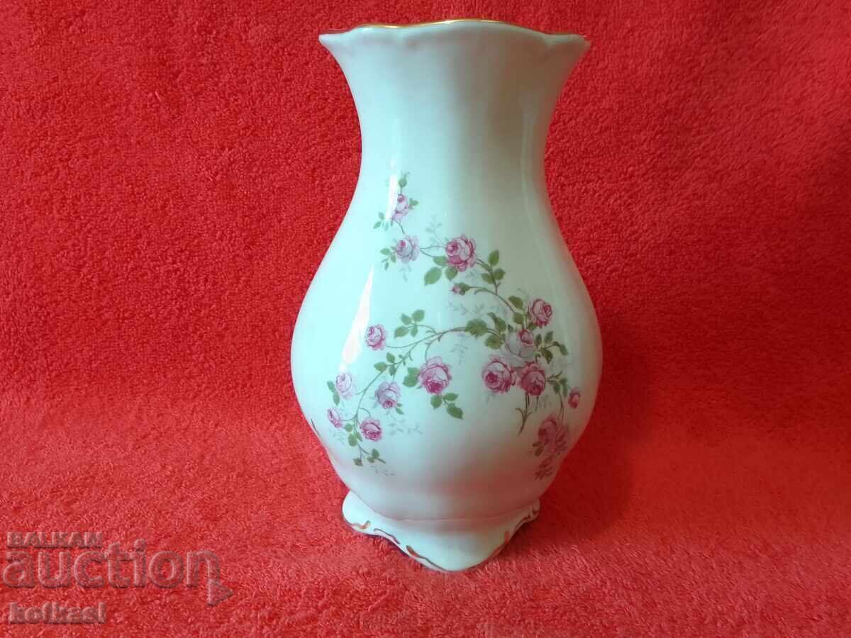 Δημοπρασία Παλιό πορσελάνινο βάζο Ανατολικής Γερμανίας επιχρυσωμένο λουλούδια Γερμανία Ανατολικής Γερμανίας