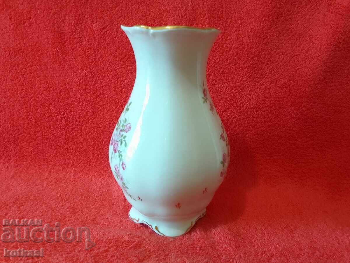 Παράδοση Παλιό πορσελάνινο βάζο Ανατολικής Γερμανίας επιχρυσωμένο λουλούδια Γερμανία Ανατολικής Γερμανίας