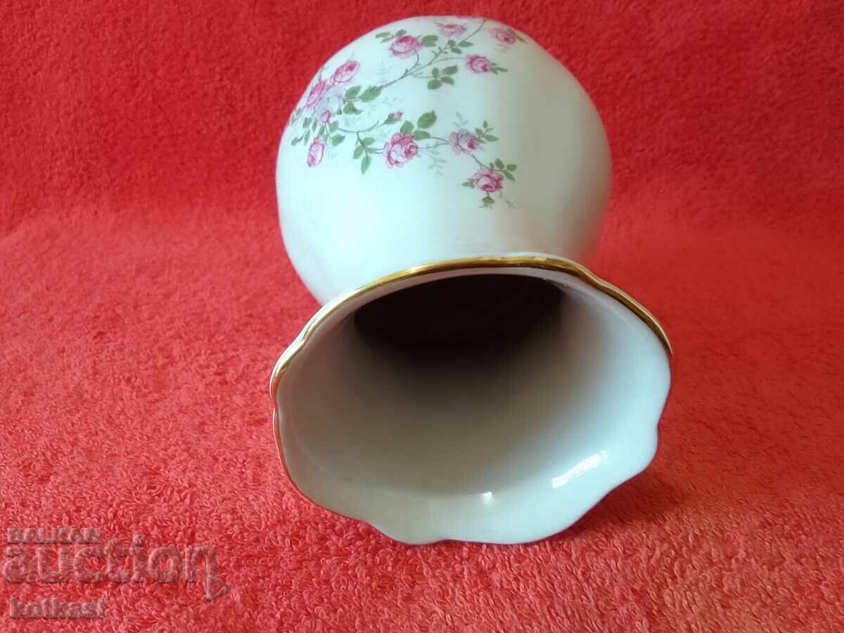 Παλιό πορσελάνινο βάζο Ανατολικής Γερμανίας επιχρυσωμένο λουλούδια Γερμανία Ανατολικής Γερμανίας - 5